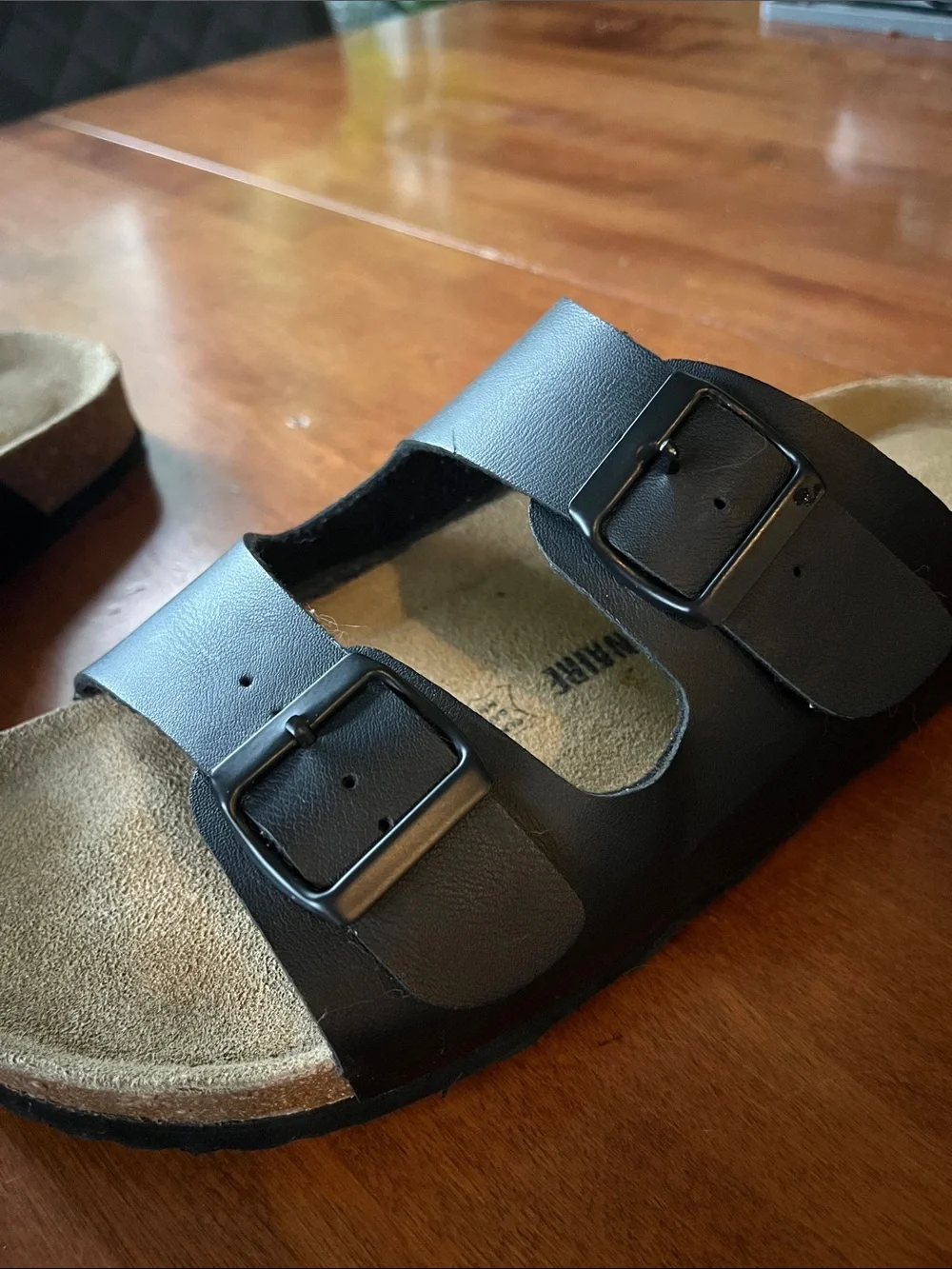 CUSHIONAIRE Lane Cork Footbed Black Sandals size 12